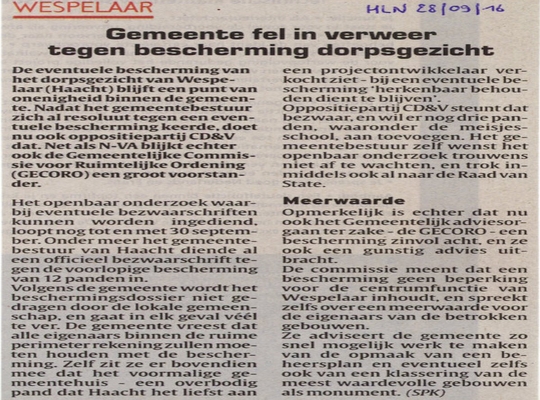 Bescherming dorpsgezicht Wespelaar (Bron HLN)